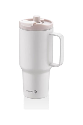 Korkmaz A5577-2 Freedom 1 Litre Bej Pipetli Bardak Termos Pembe