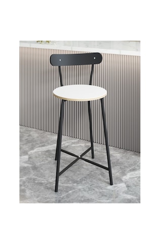 Bar Sandalyesi Oval Mutfak Taburesi Beyaz 1512 Beyaz