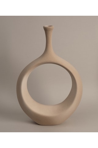 Koza Home Galante Özel Taş Doku Vizon İskandinav Seramik Vazo 10x30x35cm 62 Standart