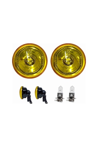 Sis Farı Seti Üniversal 90mm Sarı 2 Adet + H3 Ampül