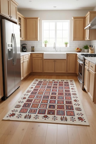 Blghome Renkli Etnik Desen Modern Halı Dekoratif Kilim Kırmızı