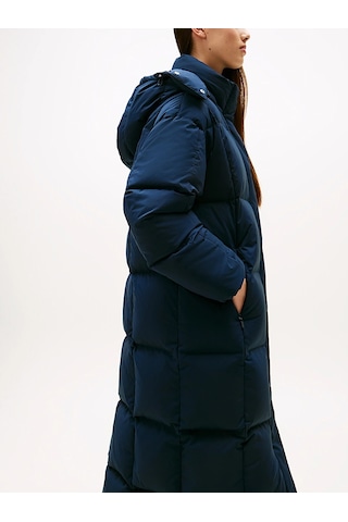 Tommy Hilfiger Kadın Marka Logolu Kapitone Dikişli Kapüşonlu Günlük Kullanıma Uygun Lacivert Mont Dw0dw21977 C1g