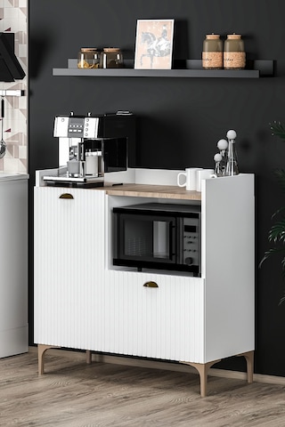 Elin Çok Amaçlı Kapaklı Kahve Köşesi, Fırın Dolabı, Kiler Dolabı, Mutfak Erzak Dolabı Beyaz