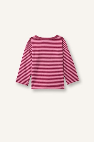 Defacto %100 Pamuk Regular Fit Bisiklet Yaka Çizgili Çiçekli Omuzdan Çıtçıtlı Uzun Kollu Penye Tişört Kız Bebek I0687a526aubr123 Bordo-br123
