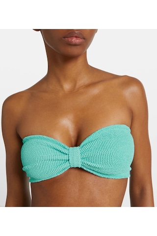 Deep Beach Straplez Dokulu Kumaş Bikini Takım Yeşil
