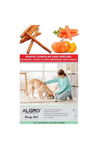 Algro Balkabaklı & Havuçlu Sığır Derisinden Munchy Stick Ödül Maması 450 G