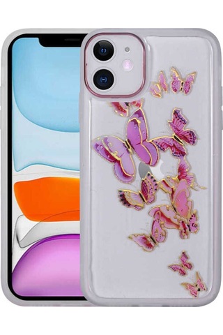 Apple Uyumlu iPhone 11 Figürlü Desenli Işıltılı Sert Bth Sos Kılıf no4