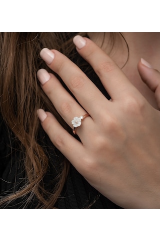 925 Ayar Ayarlanabilir Tektaş Manolya Çiçeği Kadın Gümüş Yüzük