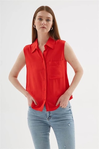 Fashion Friends Kolsuz Kırmızı Kadın Gömlek 25y0382k1 Kırmızı
