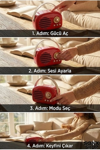 Durukar Nostaljik Retro Bluetooth Hoparlör - Fm Radyo, Usb Ve Bluetooth Kablosuz Hoparlör