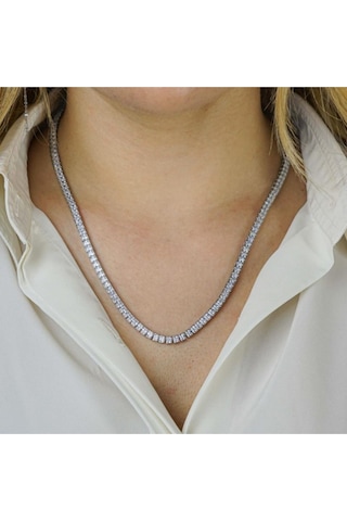 Modagümüşevi Pırlanta Tasarımlı Kare Model 925 Ayar Gümüş Su Yolu Kolye 50 Cm