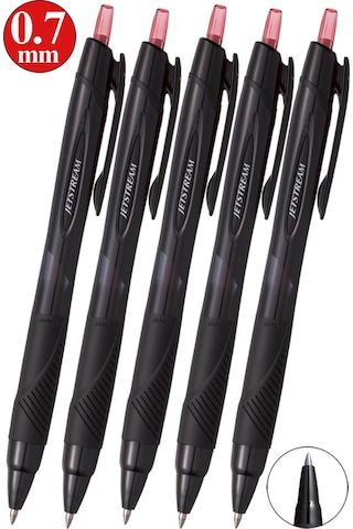 Kırmızı Jel Uçlu Pilot Kalem 5 Adet Uniball Jetstream Sxn-157s 0.7 Mm Basmalı Pilot Kalem Roller Uçlu Likit Mürekkepli