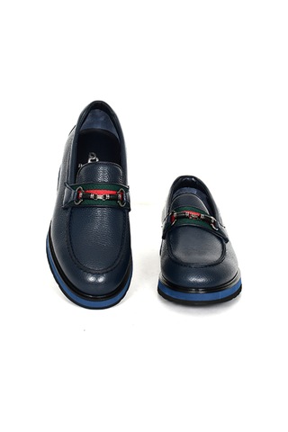 Tuna Hakiki Deri Lacivert Loafer Erkek Ayakkabı Eva Taban - 3718 Lacivert