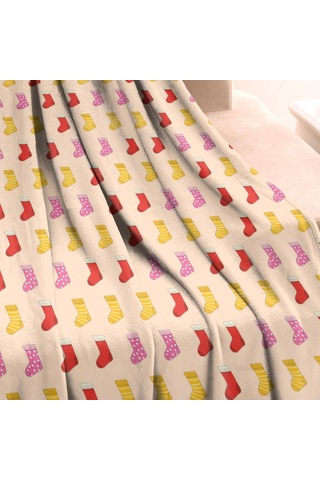 Noel Desenli Bebek Battaniyesi 40x30 İnç, Polar, Yumuşak, Hafif Ve Kalın Noel Çorap Renkli