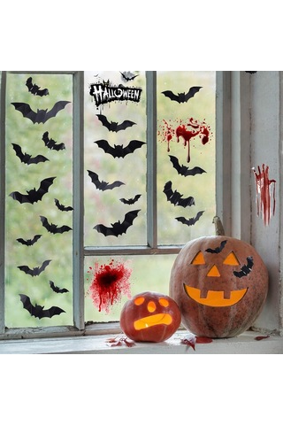 Cadılar Bayramı Yarasa Süslemeleri, 96 Adet Siyah Pvc Yarasa 3d Duvar Çıkartmaları 4 Boyut Cadılar Bayramı Korkunç Yarasalar Çok Renkli