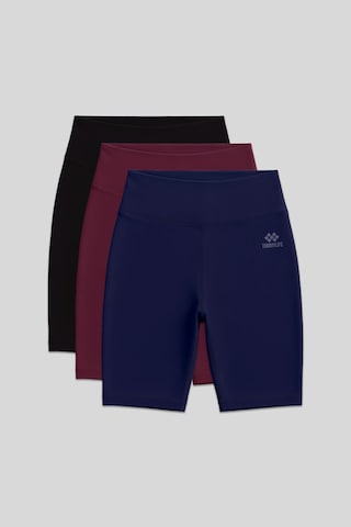 Slim Fit 3lü Paket Siyah-indigo-bordo Kadın Kısa Biker Tayt - 91007 Siyah - Mavi