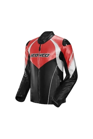 Motoanl Motosiklet Montu 4 Mevsim Deri Ve Maxdura Kumaş Racing Mont Pu Leather Black-red