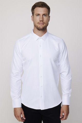 Tudors Modern Slim Fit Pamuklu Kolay Ütü Armürlü Erkek Beyaz Gömlek-4183-beyaz Beyaz