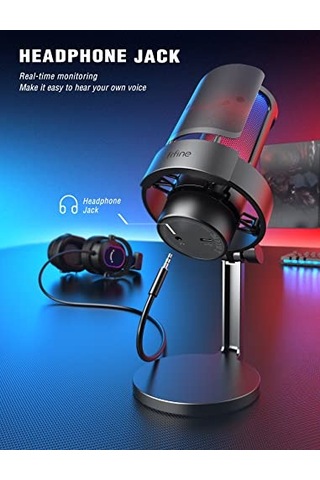 Fıfıne Usb Mikrofon, Oyun Mikrofonu, Yayın Podcast Stüdyosu İçin, Mikrofon Usbc, Ps4 Ps5 Mac İçin, Rgb Kontrollü, Sessize Alma Şalteri, Kulaklık Bağlantısı, Pop Filtre
