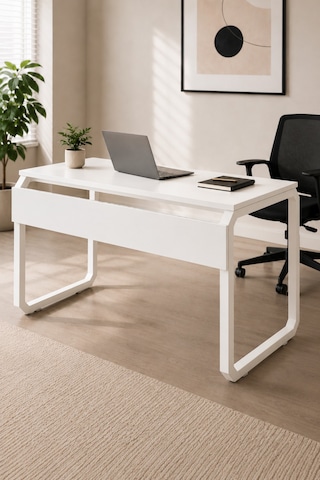 Bilgisayar Ve Oyuncu Çalışma Masası Beyaz - Ofis Masası Geniş Tasarım 140x72x50 Cm