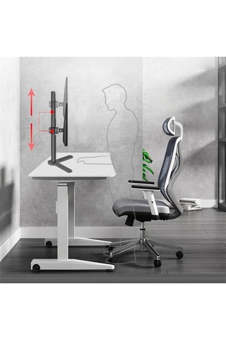 Tek Monitör Masa Standı, Yükseklik Ayarlamalı Bağımsız Çelik Monitör Tutucu, 17'-32 'monitörler İçin