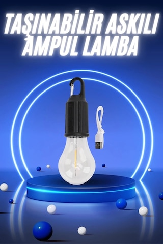 Mey İthalat Taşınabilir Şarjlı Led Ampul Askılı Lamba Kamp Bahçe Lambası Çok Renkli