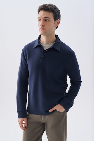 Mudo Erkek Erkek Lacivert Tekstürlü Polo Yaka Sweatshirt 1266196