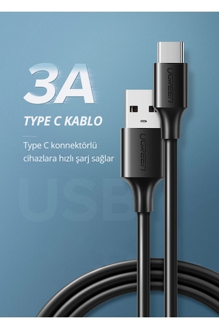 Ugreen Usb Type-c Şarj Ve Data Kablosu, 0.5 Metre, 60120 Standart Model