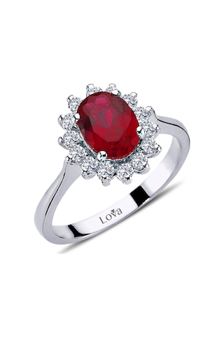 Lova Pırlantalı Oval Yakut Anturaj Yüzük - 1080056