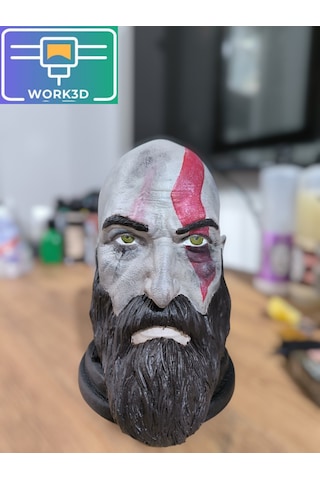 Kratos Figürü Dekoratif Obje & Kulaklık Standı 3d Baskı El Yapı