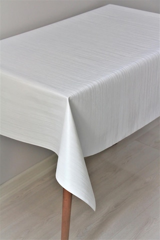 Astarlı Silinebilir Pvc Muşamba Masa Örtüsü Çizgili - 78-b1-beyaz