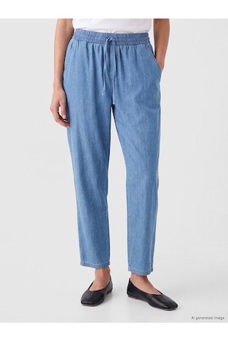 Lcwaıkıkı Classic Mavi Beli Lastikli Mom Fit Kadın Jean Pantolon