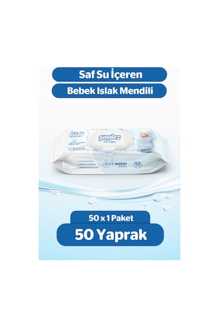 Giggles Pure Water Bebek Islak Havlusu %99 Saf Su Mendil 1 Paket 50 Adet Tekli