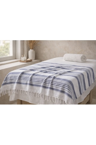 Çift Kişilik Pike 180x220 Cm Çizgili Çok Renkli %70 Pamuk %30 Polyester Dört Mevsim Kullanım Türkiye Üretim Tek Parça Pike İndigo