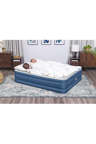 Bestway 69075 Fortech Yorgan Dokulu Çift Kişilik Dahili Elektrikli Pompalı Şişme Yatak 2.03m X 1.52m X 46cm Mavi