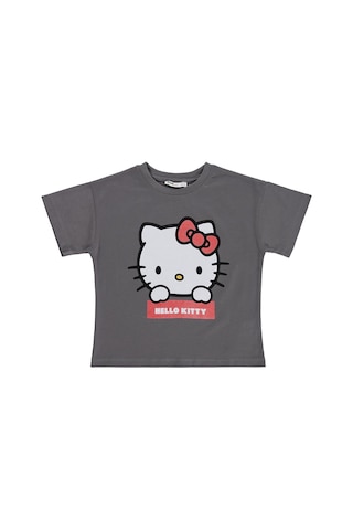 Hello Kitty 10-13 Yaş Tişört - Gri Çok Renkli