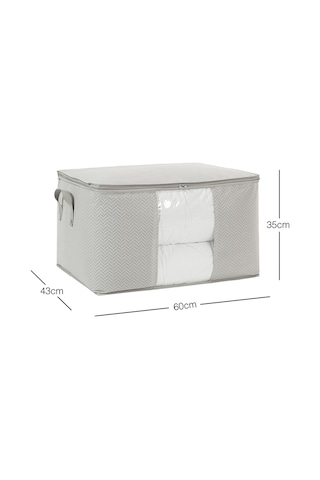 Ocean Home Textile Büyük Boy Pvc Pencereli Gri Balıksırtı Hurç 60 x 43 x 35 cm