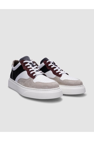 %100 Hakiki Deri Bej-siyah Bağcıklı Erkek Sneaker-bej Bej