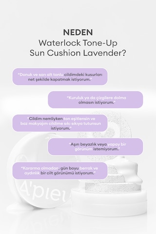 Missha Apieu Waterlock Tone Up Sun Cushion Lavender SPF50+Pa++++ 13 G