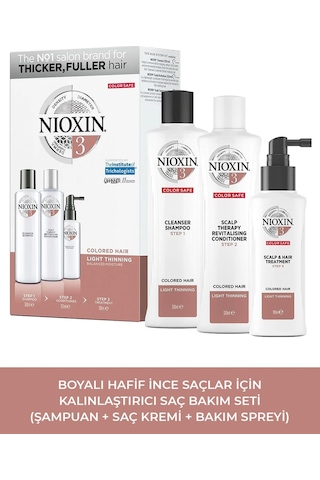 Nioxin System 3 Cleanser Şampuan 300 ML + Scalp & Hair Treatment Durulanmayan Saç Spreyi 100 ML + Therapy Saç Kremi 300 ML
