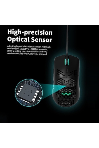 Didadodo Ajazz Aj390 Oyuncu Fare - 7 Tuşlu, Ayarlanabilir Dpı, Havalandırmalı Petek Tasarım, Ergonomik Lazer Güçlü Aydınlatma, Mükemmel Kontrol Lazer