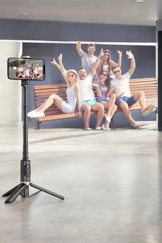 Selfie Çubuğu Tripod Kumandalı Telefon Tutucu Siyah Renkli 62465998