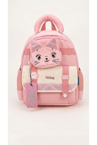 Markahit Premium Bimbo Kedi Cüzdanlı Anaokulu Ve İlkokul Sırt Çantası Pembe