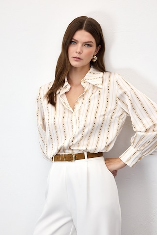 Sateen Çizgili Gömlek - Sarı-136946 sarı
