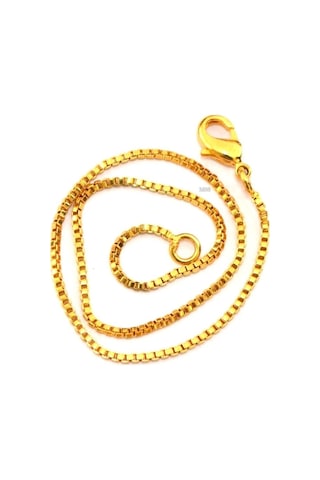 Çok Ince 1 Mm Küp Box Altın Kaplama Zincir Bilekliği 20cm Unisex Bileklik Altın
