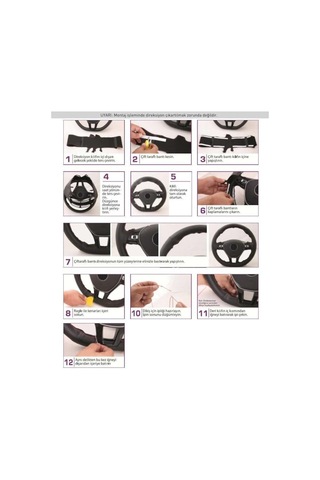 Mefsa 95Mm 38Cm Siyah Deri-Siyah Ip Dikme Direksiyon Kılıfı