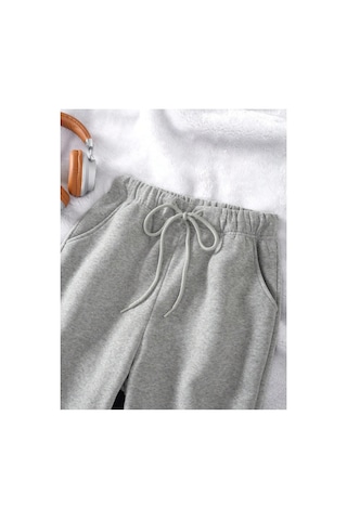 Tarzsokak Unisex Kadın/erkek Bulls Baskılı Özel Renkli Paça Lastik Eşofman Altı Jogger Gri