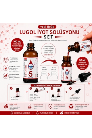 Lugol Çözeltisi %5 130 Ml Kolayca Doldur Sınırsız Kullan Lügol Cam Damlalıklı Geniş Ağız Şişe,pharma Grade