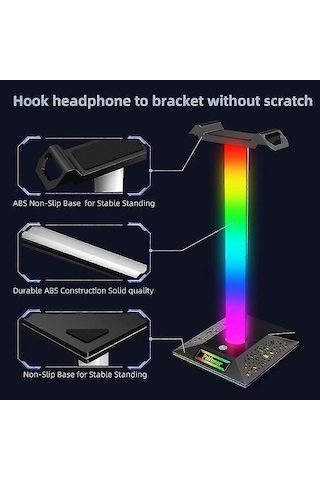 Hpy Pazar Rgb Gaming Kulaklık Standı Usb, Dokunmatik Işıklı