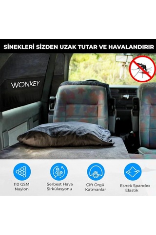 Wonkey - 2'li Paket Araba Yan Cam Perdesi, Oto Perde, Otomobil Yan Cam Güneşliği Sineklik, Araç İçi Arka Cam Güne